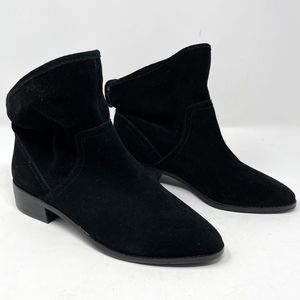 Lucky Brand Black Suede Slouch Ankle Bootie Lollin